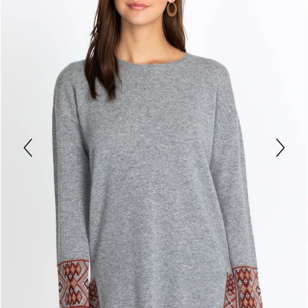 Johnny Was Heather Gray Wool Blend Knit Sweater XL
